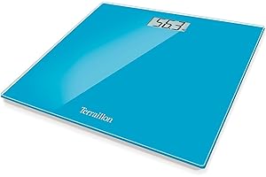 TERRAILLON Balance Pèse Personne Électronique - Ultra-Plat, Marche/Arrêt Automatique, Grand Écran LCD, 150kg - TX1500, Bleu