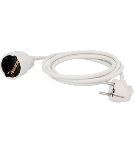 Weißes Verlängerungskabel 2 Meter – H05VV-F 3G1,5 Mm², 16A/250V, Max. 3680 Watt