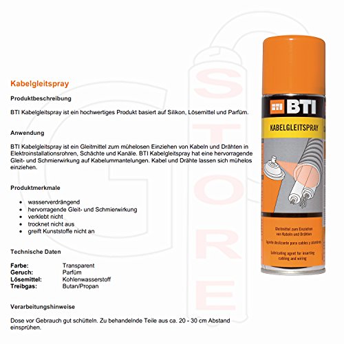Kabelgleitspray – 400ml – bildet Schmierfilm – Einziehen von Kabeln und Drähten in Elektroinstallationsrohren, Schächten und Kanälen - 2