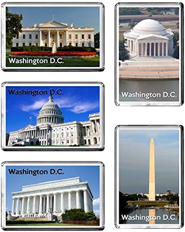Set of 5 WASHINGTON D.C. Fridge Magnets USA United States Travel Landmarks