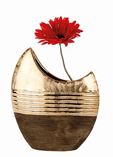 Moderne Deko Vase Blumenvase aus Keramik gold/braun Höhe 23 cm