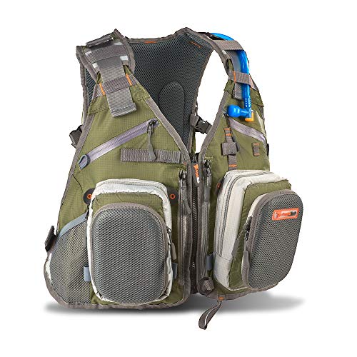 Anglatech Fly Combo - Mochila Chaleco de Pesca Pecho Paquete para Tackle Gear y Accesorios, Incluye Bolsa de Agua, tamaño Ajustable para Hombres y Mujeres, Forest