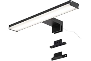 Alpinaluz Aplique LED para Espejo de Baño – Luz Blanca Neutra 4000K – IP44 – Carcasa de Aluminio y Soportes en Policarbonato Negro – Montaje en Espejo, Pared o Mueble (30cm 8W)