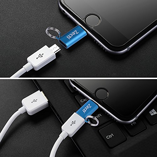 Zecti USB C Adapter auf Micro USB [4 Stücke] USB C Adapter mit Keychain und 56K Widerstand für OnePlus 3, HTC 10, Google Chromebook Pixel,LG G5 - 7