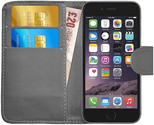 iPhone 6 Case, iPhone 6S Case, G-Shield Leather Wallet Case [Slim Fit] Premium Flip Cover Case With [Card Slots] [Magnetic Closure] For Apple iPhone 6 / 6S - Grey