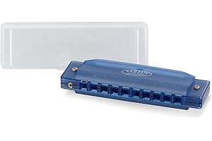 Classic Cantabile FBH-10 BU FunKids Harmonica In Do - Armonica dzieci diatoniczna plastikowa - Harmonica blues 10 otworów dla początkujących, studentów z etui - Kolor niebieski