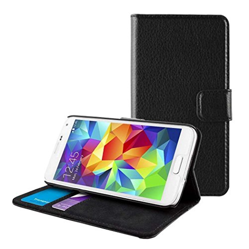 Sell-Ideas® Samsung Galaxy S6 Leather Flip Case Cover Wallet Pouch Wallet Phone Case Book Case Protective Cover, With Free Screen Cover and Stylus Pen - Premium Quality PU Leather (Book Style Wallet, Black)