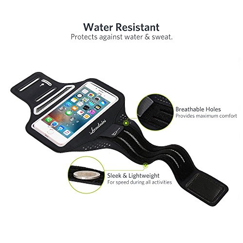 Handy Armband Landnics Sportarmband iPhone Android sebis 5.5 Inch SchweiÃŸbestÃ¤ndiges Armband-Etui Mit SchlÃ¼sselhalter, Kabelfach, Kartenhalter fÃ¼r Handys Samsung Galaxy iPhone 7/6/6S/5 (Schwarz+)