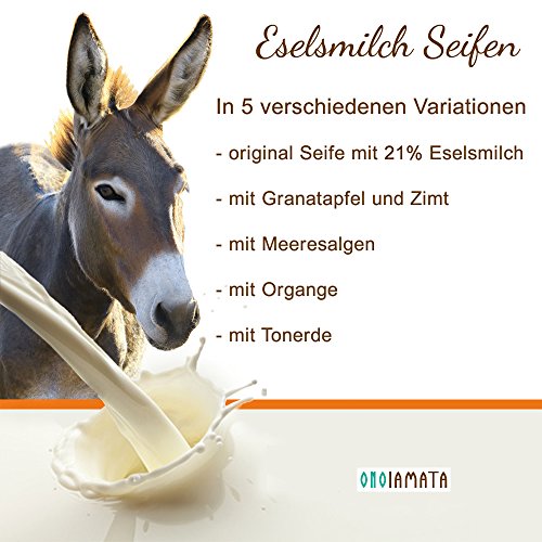 Eselsmilchseife aus Griechenland mit 23 % Eselsmilch, Olivenöl, Granatapfel und Zimt handgefertigte Seife ohne Wasser bei Akne, unreine Haut und trockene Haut - 3