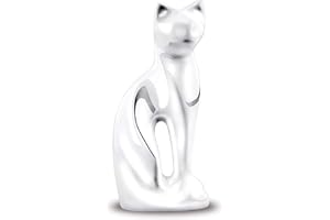 FOREVER URNS - CHERISH THE MEMORIES Forever URNS Urna kremacyjna dla kota na prochy hebanowa urna dla kota z aksamitną torbą ochronną, 15 Cu. (biała)