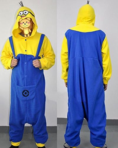 Polar Fleece Despicable Me Yellow and Blue Minions Unisex Onesie Cosplay Costume Hoodies/Pyjamas/Sleep Wear (XL(180-190 CM))