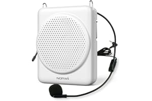 Norwii S368 Portable Voice Amplifier Mini Rechargeable with Wired Microphone Headset and Waistband, Voice Power Amplifiers for Indoor Teaching, Training, Tour Guides, Coaches - White