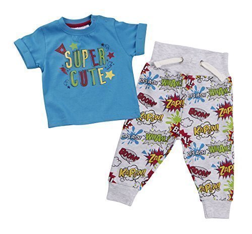 Baby Boy Tshirt and Joggers Set Super Cute Comic Captions 6-9m To 18-24M