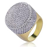 RFV Männer Ring High-End-Mikro-Intarsien Zirkon vergoldet Hip Hop Kopf Ring Schmuck,Gold,Nr. 10