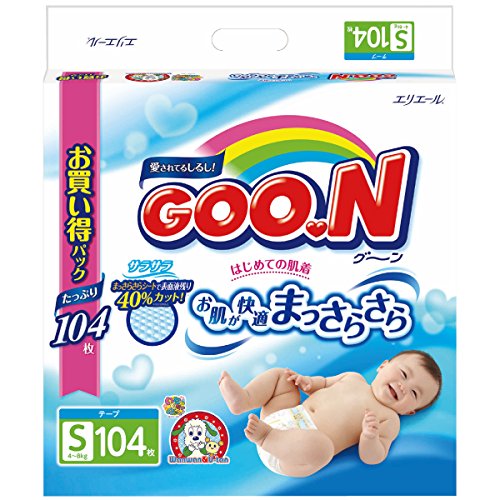 Japanese diapers nappies GOO.N ( Goon ) size - S (4-8 kg.) 104 pc. // ???????? ?????????? GOO.N ( Goon ) size - S (4-8 kg.) 104 pc.