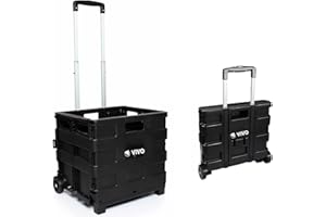 VIVO TECHNOLOGIES Foldable Shopping Trolley, 25 Kg Boot Cart with Wheels, 30L Capacity Large Folding Supermarket Grocery Shopping Boot Cart Box for Camping Fishing Festival