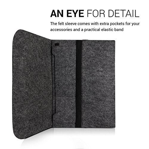 kwmobile Laptoptasche Filz Sleeve für 12,5″ 13″ 13,3″ Laptop / Ultrabook – Notebook Tasche Schutzhülle Laptop Case Hülle in Dunkelgrau mit Innentaschen Innenmaße: ca. 36,5 x 26 cm - 4