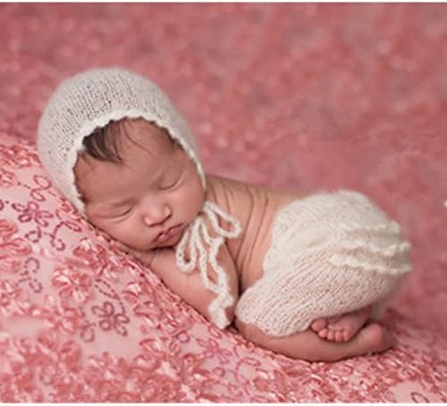 Fashion Cute Newborn Boy Girl Baby Costume Outfits Photography Props Hat Pant (White)