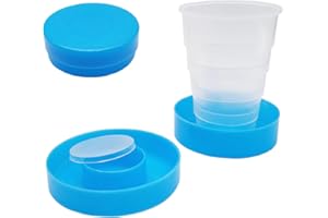 BullTek Składany kubek podróżny z wbudowanym uchwytem na pigułki, składany i zamykany/rozkładany, wielokrotnego użytku, nadaje się do biwakowania, podróży, pikników na świeżym powietrzu, wycieczek