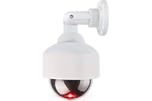 WALI Dummy CCTV Camera, Fake Security Dome Camera with 1 Flashing Red LED Light and Security Alert Sticker Decal, Indoor Outdoor Use, White (DOW-1)