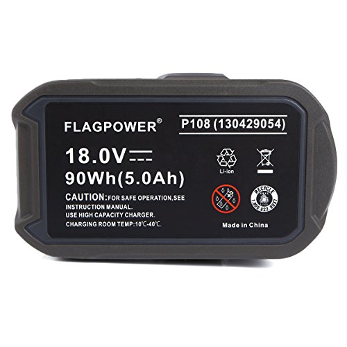 FLAGPOWER P108 18V Wekzeug Akku für Ryobi ONE+ P108 P107 P122 P104 P105 P102 P103 Li-ion Batterie Ersatzakku (5.0Ah 1 Stück) - 4