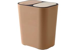 rongweiwang Poubelle de tri à Double Compartiment, légère et Durable, pour Le Recyclage Domestique, poubelles en Plastique polyvalentes faciles, Café, 29X21X33CM