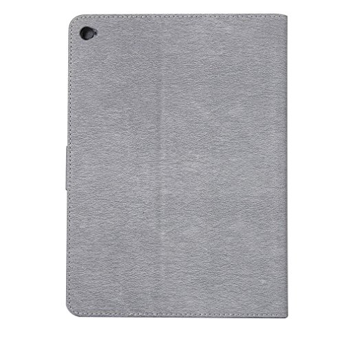 SZHTSWU Kunstleder Tasche für iPad 2 3 4, Magnetverschluss Schmetterling Blumen Series PU Leder Tasche Hülle Schutzhülle Flip Wallet Case Ledertaschemit Kartenfächern und Ständerfunktion für Apple iPad 2 3 4 (Grau) - 2