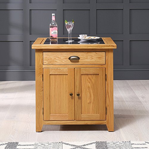 The Furniture Market Cheshire Oak Small Kitchen Island Granite Butchers Block - Image 4