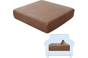 SHUOJIA Sofa Seat Cushion Covers, Stretch Velvet Sofa Cover, Non-Slip Couch Cushion Covers Replacement for Individual Cushion,with Elastic Fabric,Machine Washable (Brown,1-Seater)