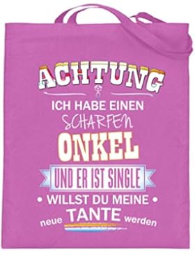 Hochwertiger Jutebeutel (mit langen Henkeln) - ACHTUNG-ONKEL SINGLE