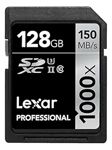 Lexar Professional 1000 x 128GB SDXC UHS-II/U3 Card (Up to 150MB/s read) LSD128CRBNA1000