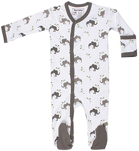 Organic Cotton Baby Clothes Long Sleeve Footie GOTS Certified (White, 6-12m)