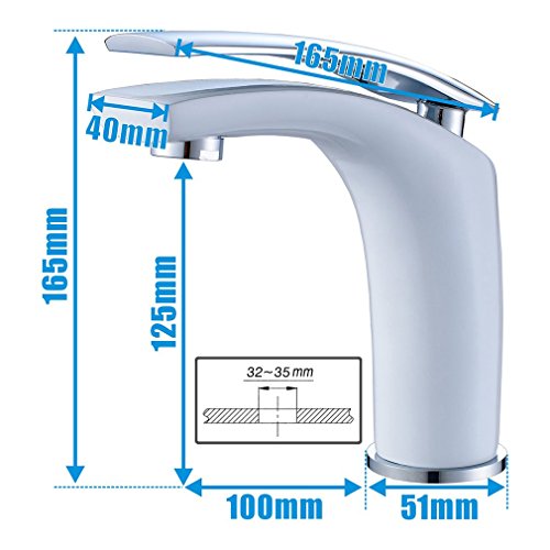 AuraLum® Design Weiß Bad & WC Waschtischarmatur Wasserhahn Waschbecken Waschtisch Mischbatterie Badezimmerarmaturen f.badzimmer mit Langem Schwenkarm - 2