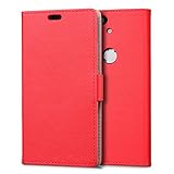 Funda Nexus 6P,SLEO Cartera Carcasa Piel PU Suave Flip Folio Caja Super Delgado [Estilo Libro,Soporte Plegable y Cierre Magnético] para Huawei Nexus 6P - Rojo