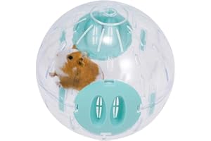 WishLotus Hamster Ball, 14cm Running Hamster Wheel Small Pet Plastic Cute Exercise Ball Golden Silk Shih Tzu Bear Jogging Wheel Toy Relieves Boredom and Increases Activity (Blue)