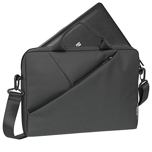 RIVACASE Tasche f  r Notebooks bis 13 3        Sehr flache Laptoptasche mit gepolsterten F  chern und viel Stauraum     Grau