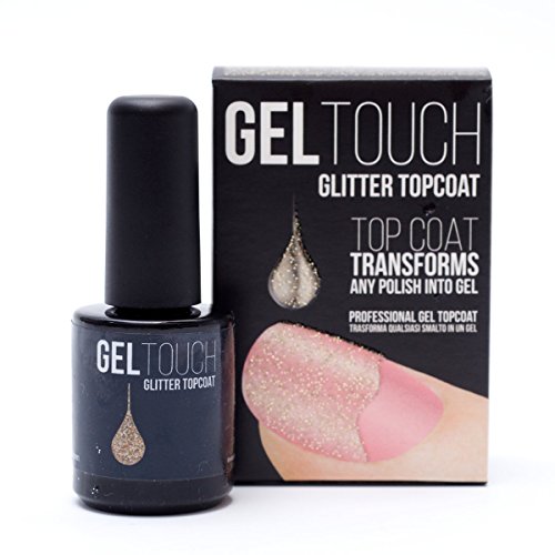 Gel Touch Finish Top Coat Gel, Gold Glitter 8 ml