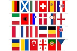 KUGGTY 8m European Football Championship Bunting, 24 Countries Flags Double Sides Fabric Bunting for National Party Euro Football Bar Club Garden Street Decorations
