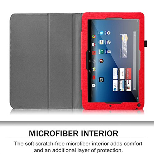 Fintie Medion Lifetab E10315 / E10316 / E10317 / E10318 / E10320 Hülle Case – Folio Kunstleder Schutzhülle Tasche Cover Etui mit Ständerfunktion und Stylus-Halterung für MEDION LIFETAB E10315 / E10316 / E10317 / E10318 / E10320 (10,1 Zoll) Tablet-PC, Rot - 3