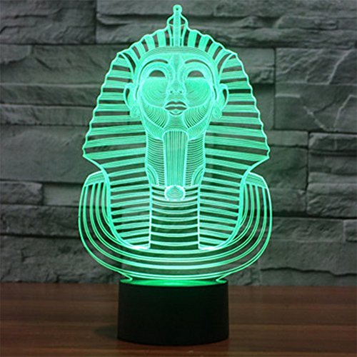 Sphinx Pharao 3D Optische Illusions-Lampen, FZAI Tolle 7 Farbwechsel Acryl berühren Tabelle Schreibtisch-Nachtlicht mit 150 cm USB-Kabel für Kinder Schlafzimmer Weihnachten Geburtstagsgeschenke - 5