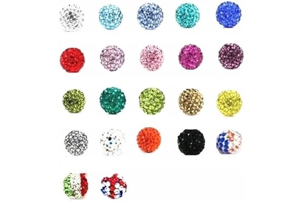 Lot de 100 Perles Style Shamballa Strass Cristal 10 mm - 20 Couleur au Choix