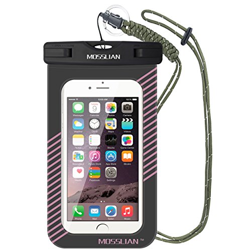 MOSSLIAN Funda Impermeable Móvil Bolsa Universal para iPhone X/8/7/6/6s Plus Certificado IPX8 Resistente al Polvo, Lluvia, Nieve y Aceite, Ideal para Esquiar, Nadar, Pescar, Lavar y Cocinar (Rosa)