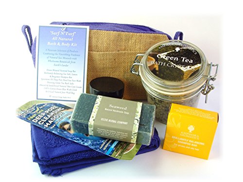 Surf N Turf - NEW EDITION All Natural Bath & Body Kit. A Premium Selection of Male Skincare Products Combining The Nourishing Freshness Of Natural Sea Minerals With Wholesome Botanicals From Earth's Larder. Christmas Gift / Valentine's Day / Birthday Pamper Hamper For Him!