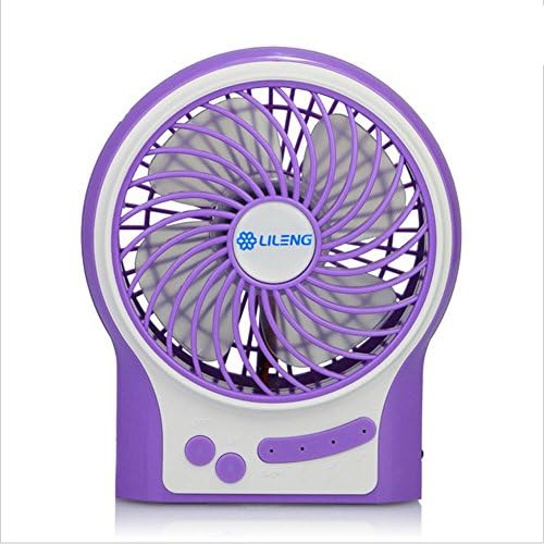 JTONG Portable USB Mini Fan, 4.5-Inch Desk Desktop Table Electric Quiet Fan with LED Light, Handheld Personal Cooling Fan 3 Modes Wind Speed Adjustable with 18650 Rechargeable Battery and USB Cable for Laptop Room Bedroom Office Outdoor Travel Camping - Purple