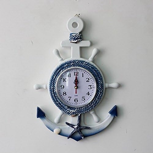 Mediterranean Ship Anchor Style Wall Clock, Non-Ticking Silent Sweeping Seconds Stylish Classic Quartz Wood Clock (White)