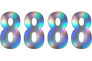 ZARB 【Pack of 4】Multi Shine Silver Wheelie Bin Number (0) Self Adhesive Water Resistant Stickers, 7 Inches Bin Numbers for Wheelie Bins Dustbins Garbage bins (8)