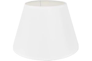DULEE 12'' E27/E14 Screw Tela Pantalla de Lámpara de Pie Mesa y Lámpara de Noche,(Top)18cm x (Altura)20cm x (Fondo)30cm,Blanco