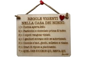 DACL'ART Targa a forma rettangolare in legno compensato di pioppo "Regole vigenti nella casa dei nonni"