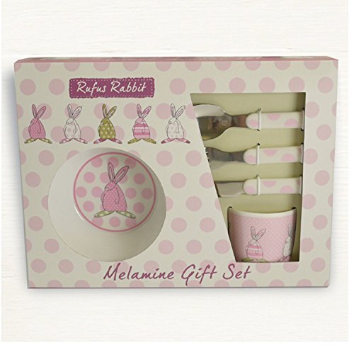 Rufus The Rabbit - 6 Piece Melamine Feeding Gift Set - Girl
