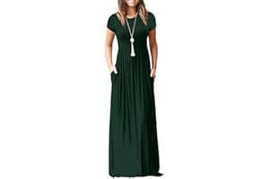 DEARCASE Vestito Donna Maxi, Abito Lungo Casual Morbido a Maniche Corte/Lunghe da Donna, Donna Maniche Lunghe Stampa Floreale Maxi Vestito Abiti Lunghi con Tasche